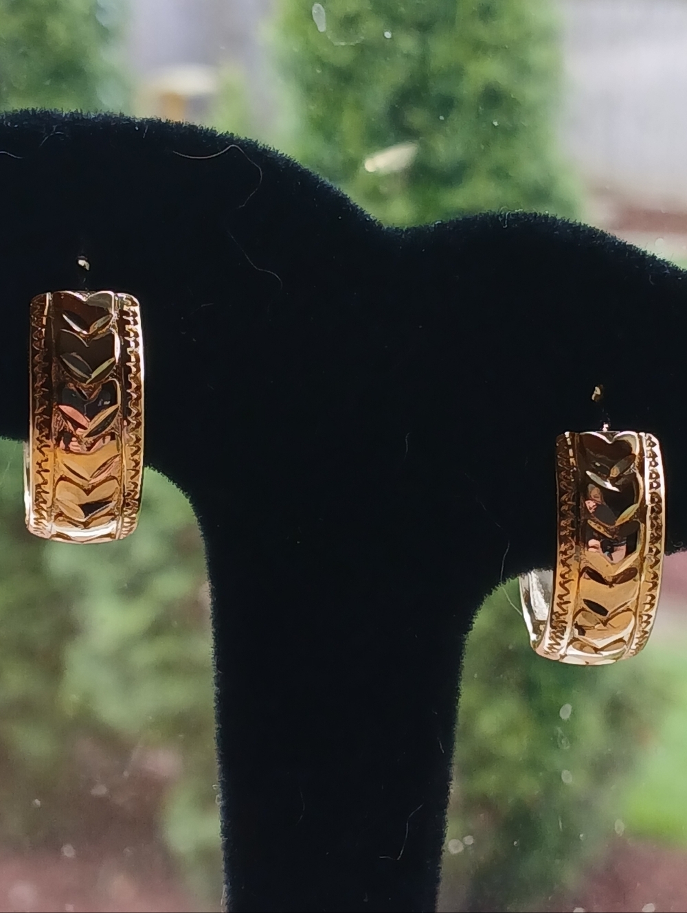 18 K Gold Filled Chevron Pattern Hoop Earrings